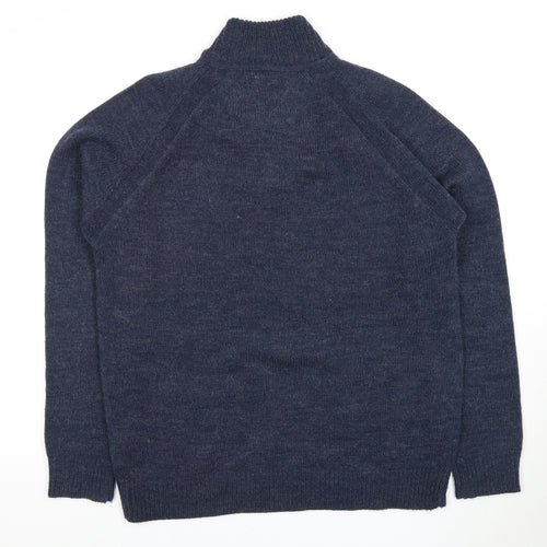 Industrialize Men's Blue Henley Knit Jumper, Size L