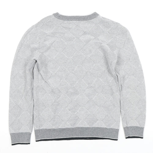 Next Boys Grey Argyle Pullover Jumper Size 7 Years, Cotton Comfort