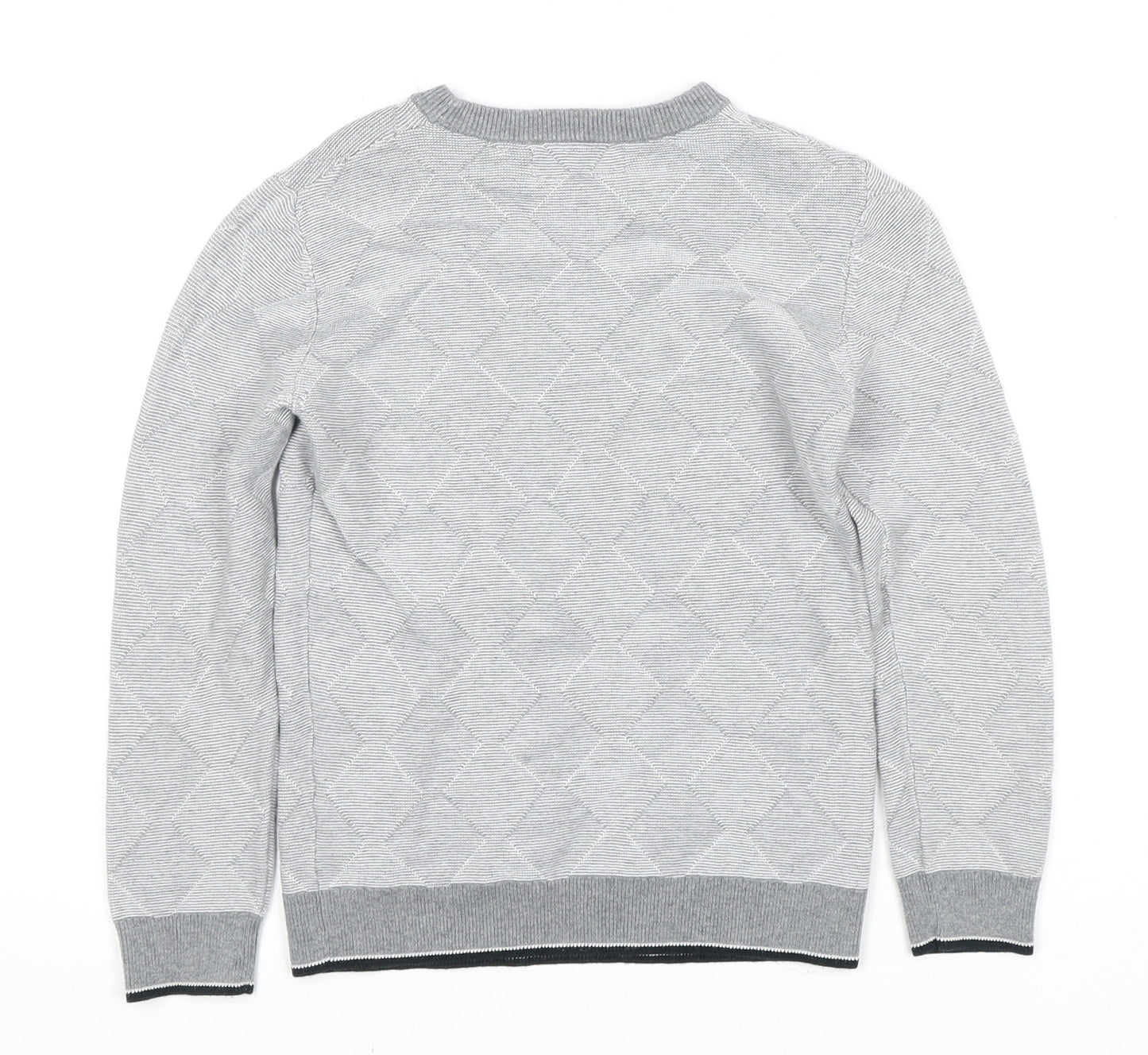 Next Boys Grey Argyle Pullover Jumper Size 7 Years, Cotton Comfort