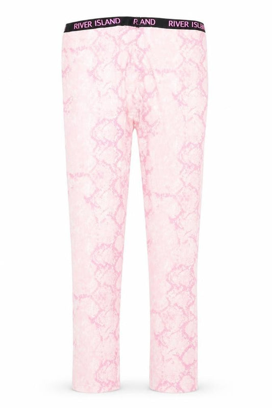 Front view of River Island girls’ pink animal print leggings 9-10 years