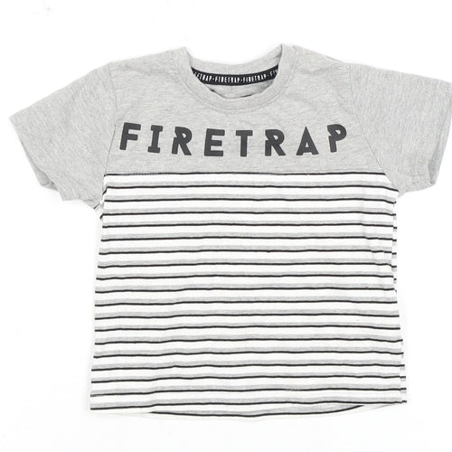 Firetrap Unisex Grey Striped T-Shirt 12-18 Months