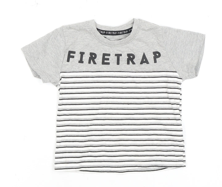 Firetrap Unisex Grey Striped T-Shirt 12-18 Months
