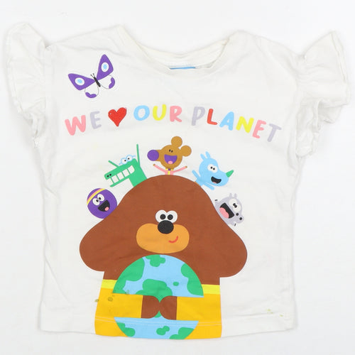 Hey Duggee White Unisex Baby T-Shirt 12-18 Months, Cartoon Graphic