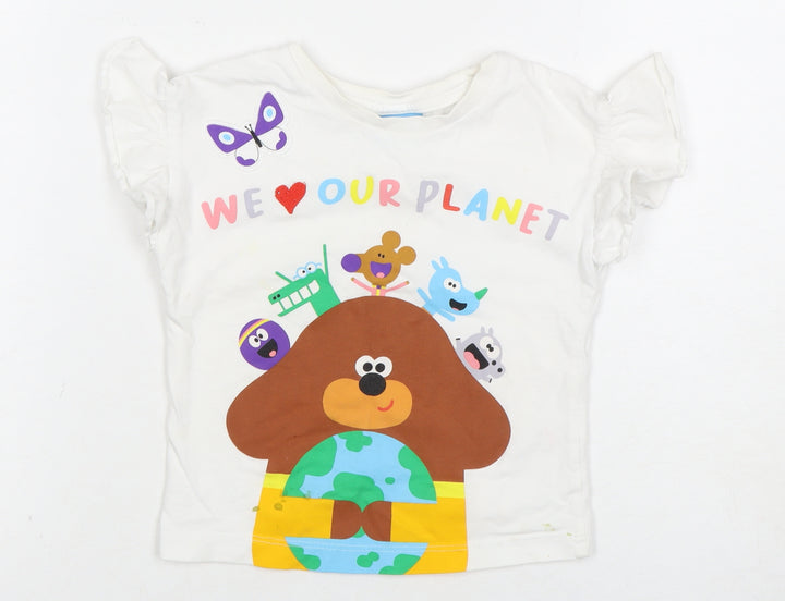 Hey Duggee White Unisex Baby T-Shirt 12-18 Months, Cartoon Graphic