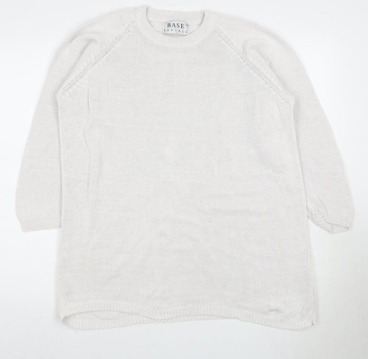 BASE CASUALS Women's White Pullover Jumper Size 8