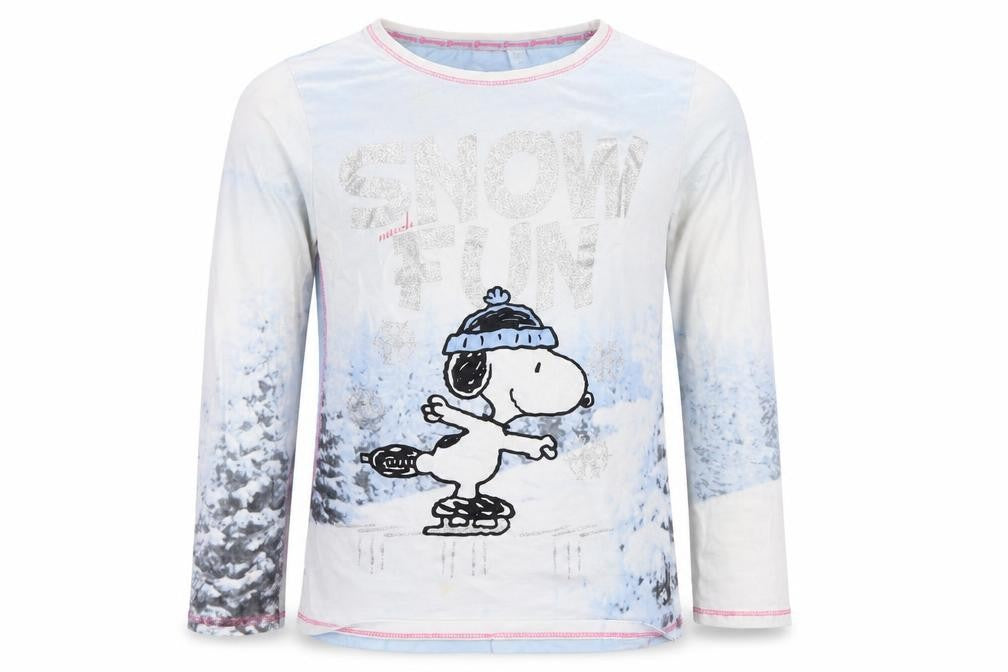 Front view of Peanuts Snoopy girls’ multicoloured pyjama top, 9-10 years