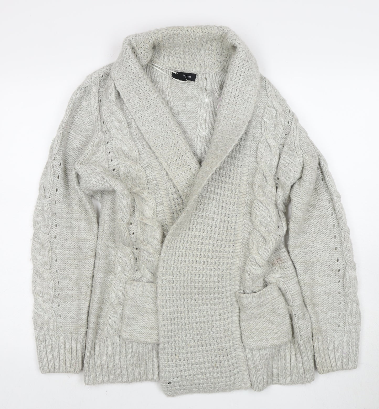 New Look Women's Grey Cable Knit Cardigan Size L