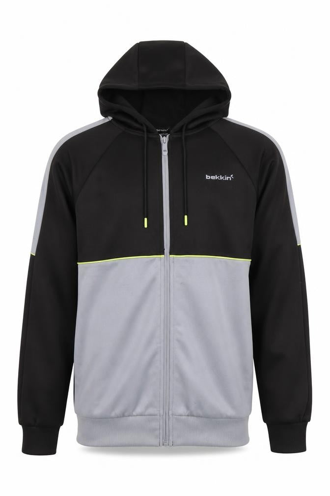 Front view of Bekkin Men's Black Full Zip Hoodie M