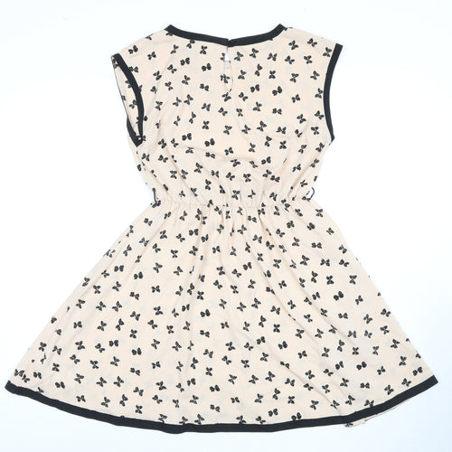 Women's New Look Beige A-Line Dress with Animal Print, Size 10