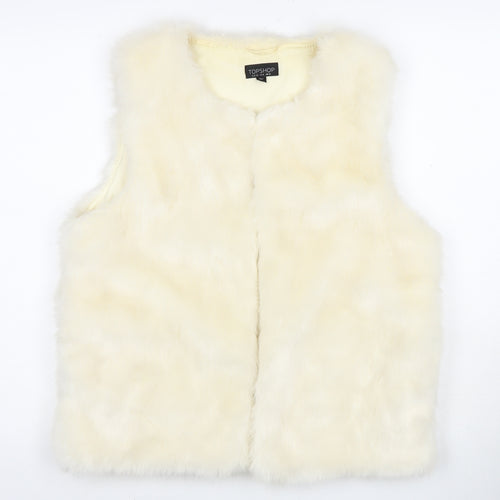 Topshop Ivory Faux Fur Waistcoat Size 12 Women