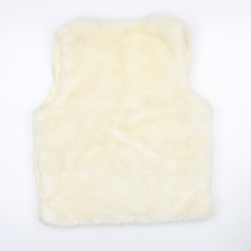 Topshop Ivory Faux Fur Waistcoat Size 12 Women