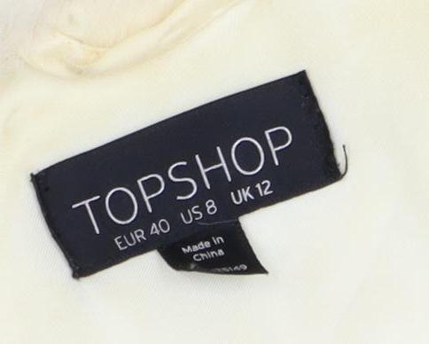 Topshop Ivory Faux Fur Waistcoat Size 12 Women