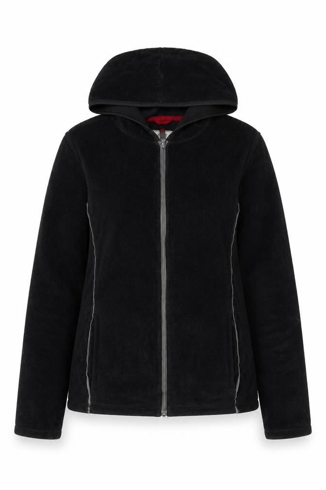 Front view of Horny Toad Women's Black Fleece Hooded Jacket S