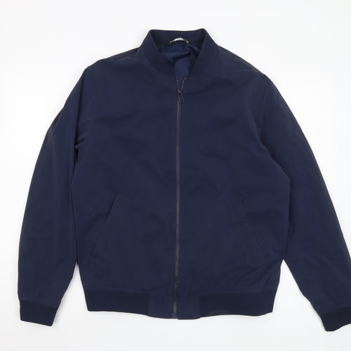 Zara Men's Blue Bomber Jacket, L, Casual Autumn Style