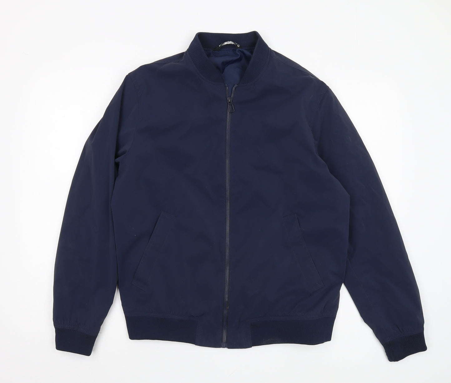 Zara Men's Blue Bomber Jacket, L, Casual Autumn Style