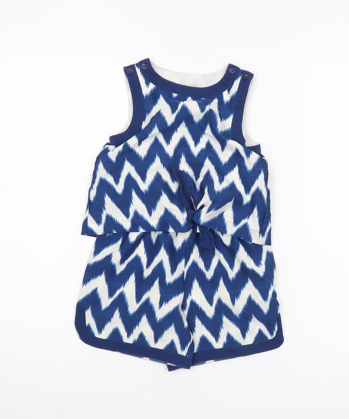 Next Girls Blue Chevron Playsuit, 4 Years, Sleeveless