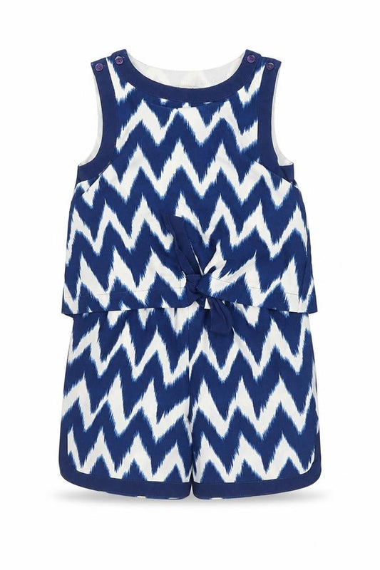 Next Girls Blue Chevron Playsuit, 4 Years, Sleeveless