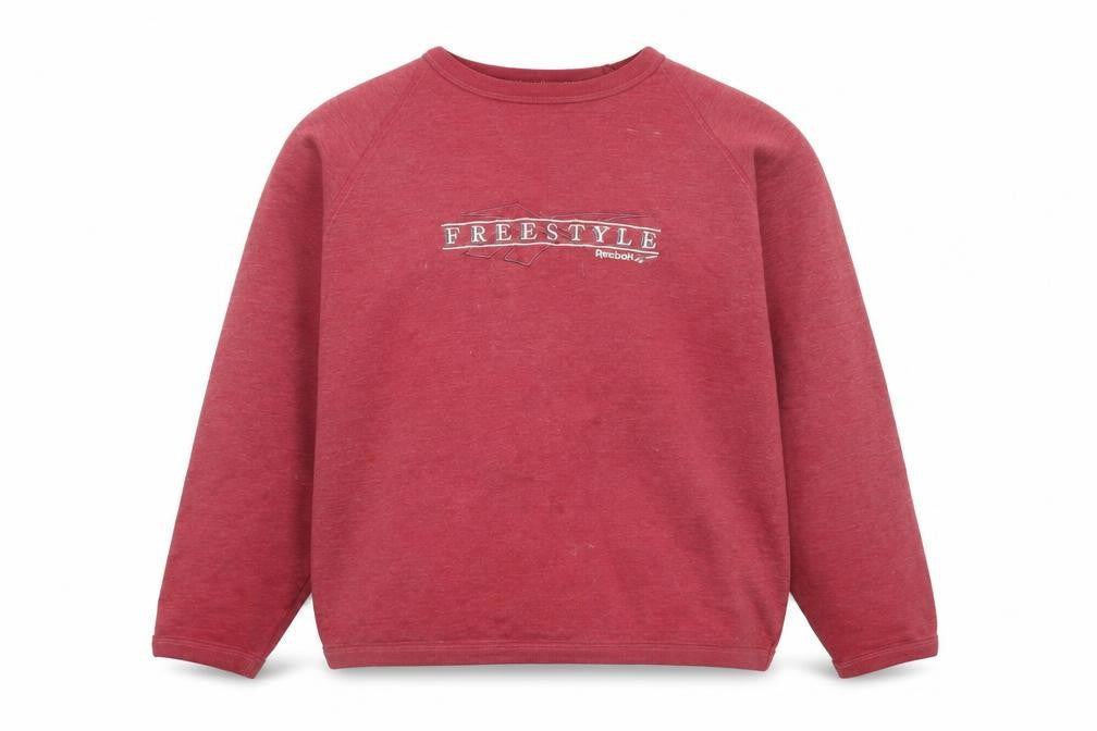 Front view of Reebok Women's Red Pullover Sweatshirt, size 16, Logo Graphic