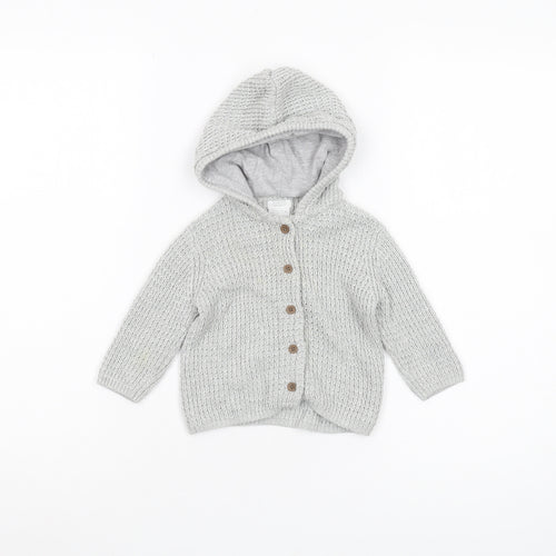 Mamas & Papas Baby Grey Hooded Cardigan 0-3 Months Unisex