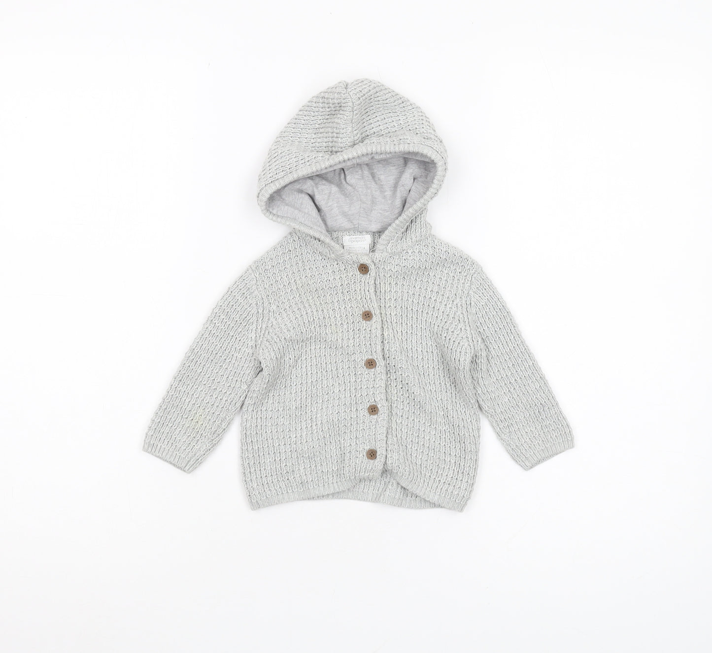 Mamas & Papas Baby Grey Hooded Cardigan 0-3 Months Unisex