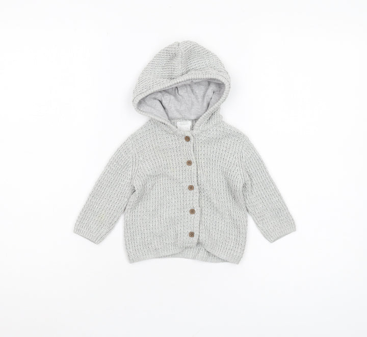Mamas & Papas Baby Grey Hooded Cardigan 0-3 Months Unisex
