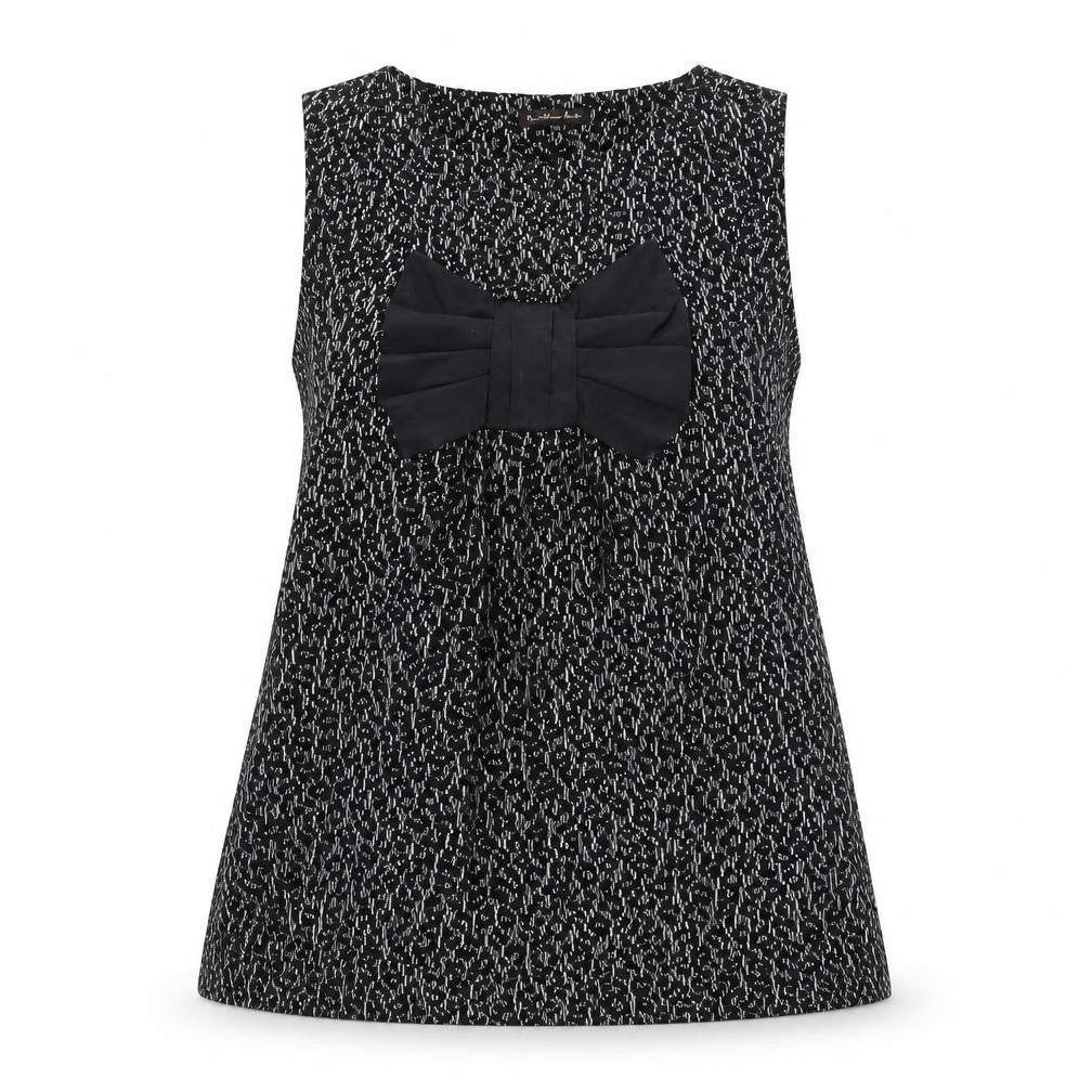 Front view of River Island Women's Black Bow Accent Sleeveless Top, size 12