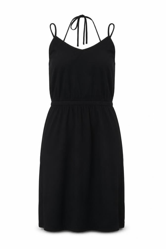 Front view of Warehouse Women's Black Sleeveless Dress, size 10