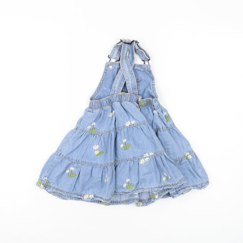 Mantaray Girls Blue Floral Pinafore Dress, 12-18 Months