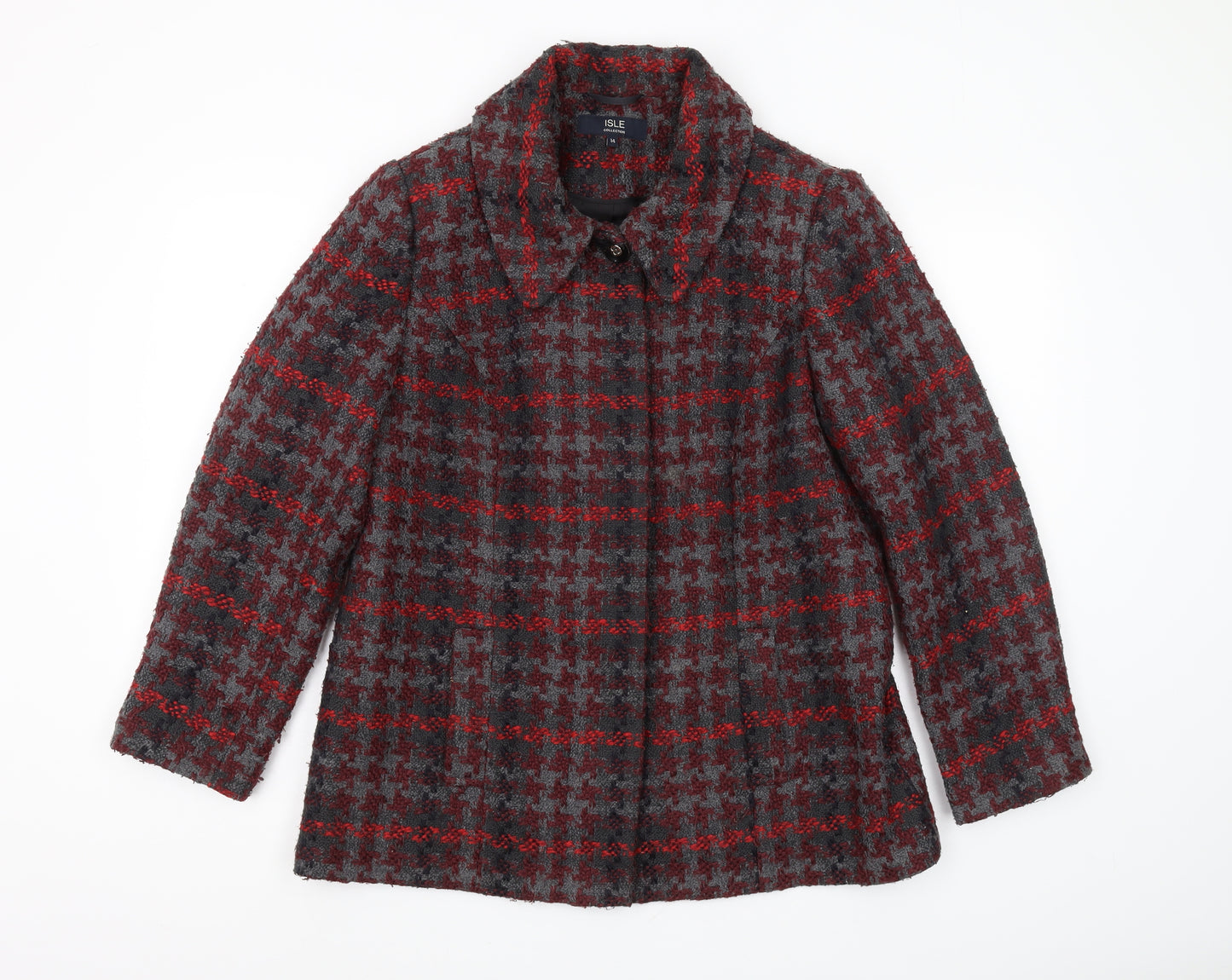 Isle Women's Multicoloured Check Pea Coat Size 14