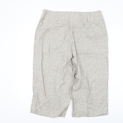 Marks and Spencer Women's Beige Striped Capri Trousers Size 16
