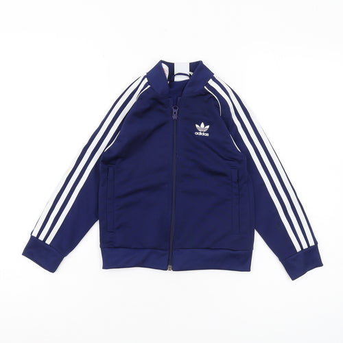 Adidas Boys Blue Full Zip Hoodie 2XS - Perfect for Every Season