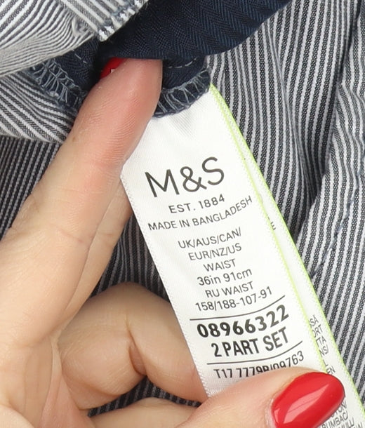 Marks and Spencer Men's Blue Chino Shorts - Size 36