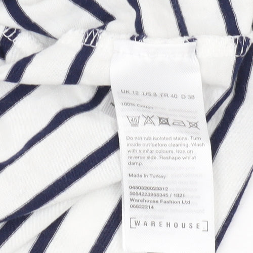 Warehouse Women's Striped T-Shirt, Size 12, Cotton