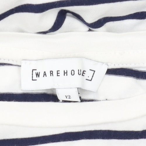 Warehouse Women's Striped T-Shirt, Size 12, Cotton