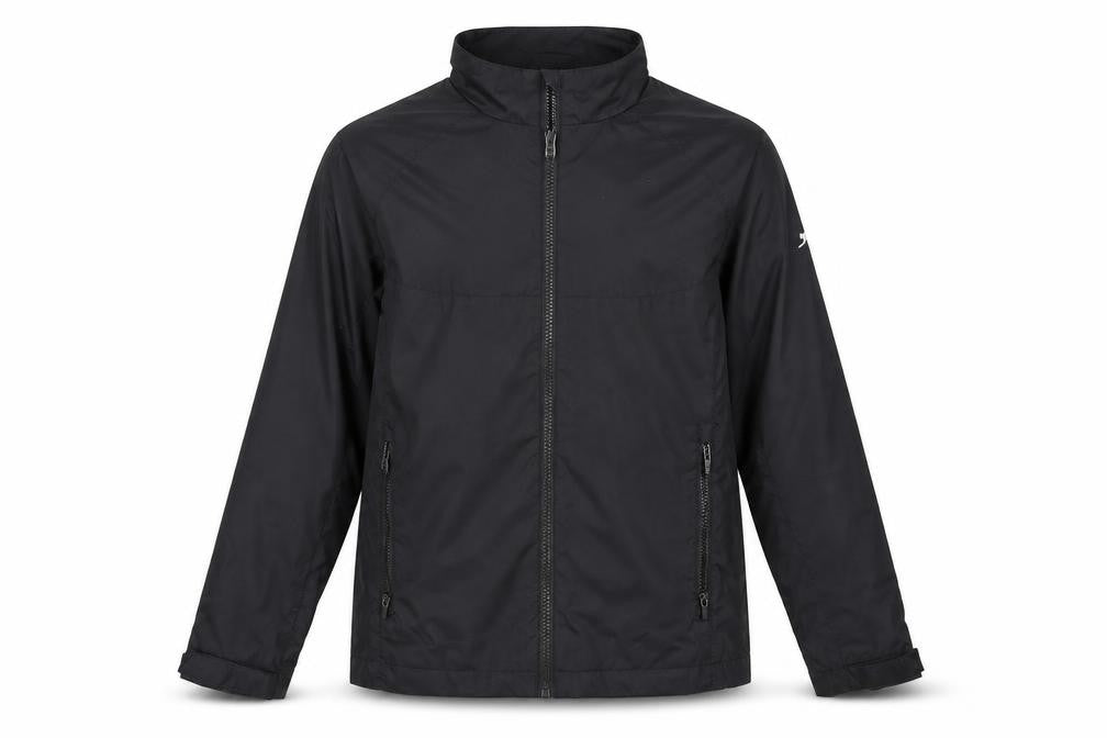 Front view of Slazenger boys’ black basic jacket 9-10 years full zip