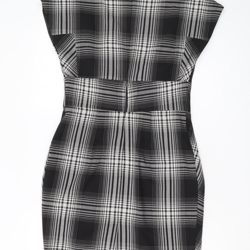 Warehouse Women's Black Check V-Neck Dress UK 12