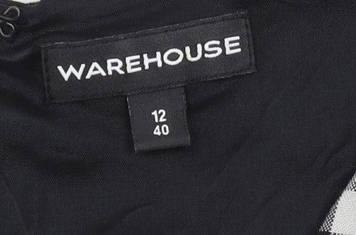 Warehouse Women's Black Check V-Neck Dress UK 12