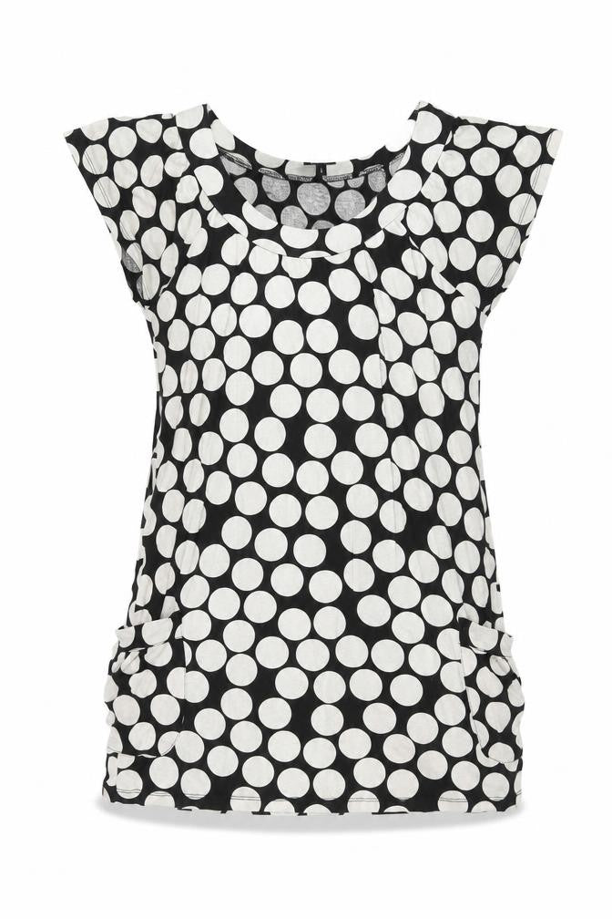 Front view of Next Women's Black Polka Dot T-Shirt, size 12