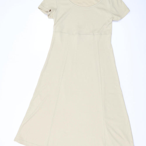 Bonmarché Women's Beige A-Line Midi Dress, Size 12