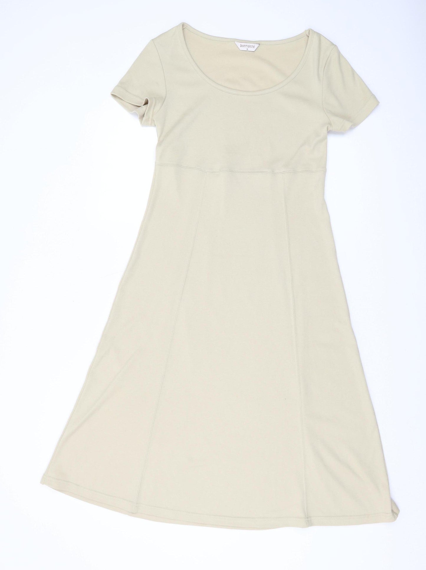 Bonmarché Women's Beige A-Line Midi Dress, Size 12