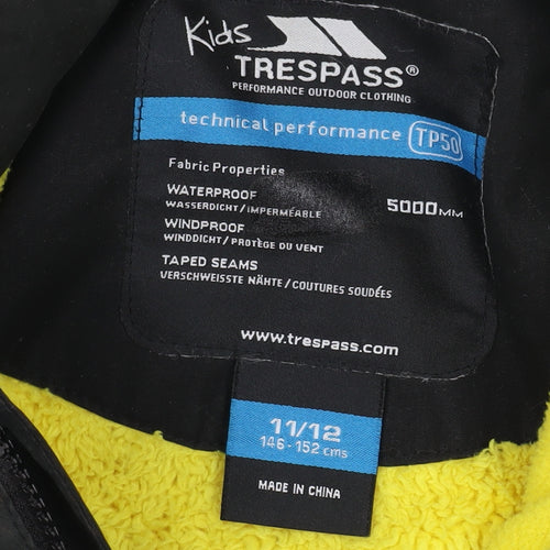 Trespass Boys Black Waterproof Parka Jacket 11-12 Years