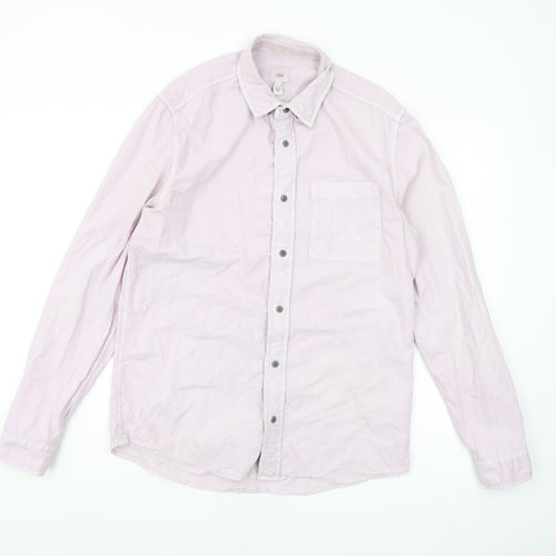 River Island Men's Pink Button-Up Shirt S