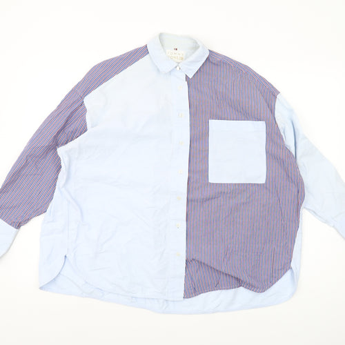 Tommy Icons Women's Blue Striped Button-Up Shirt S