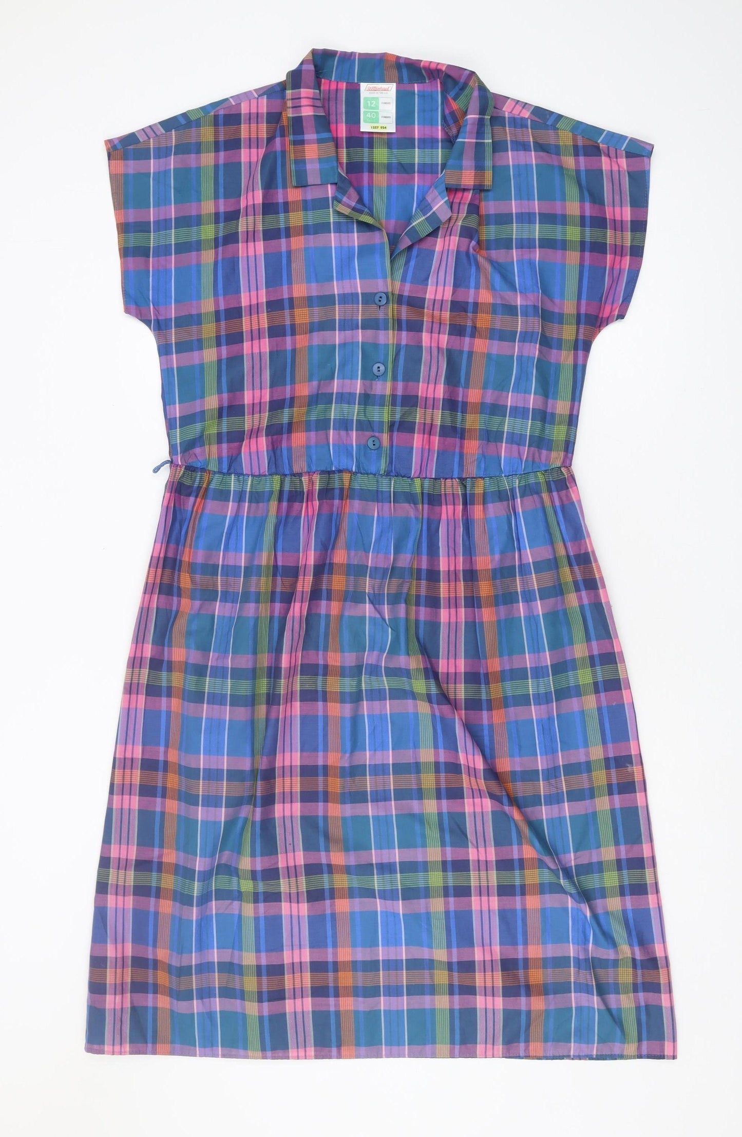 St Michael Women’s Multicoloured Plaid Shirt Dress, Size 12