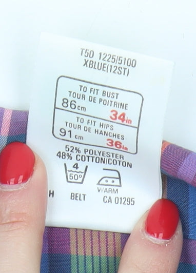 St Michael Women’s Multicoloured Plaid Shirt Dress, Size 12