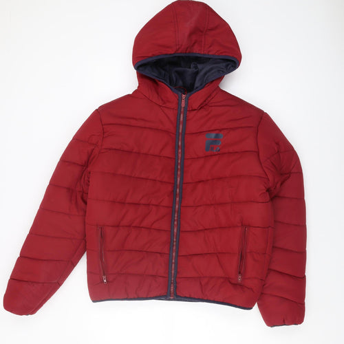 Fila Women's Red Puffer Jacket Size S, Hooded Casual