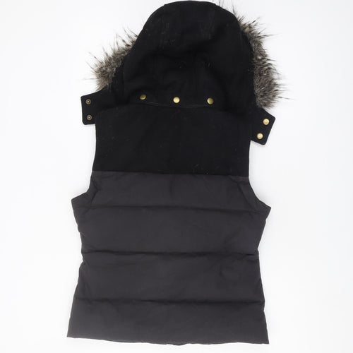 Jack Wills Women's Black Hooded Puffer Waistcoat Size 10