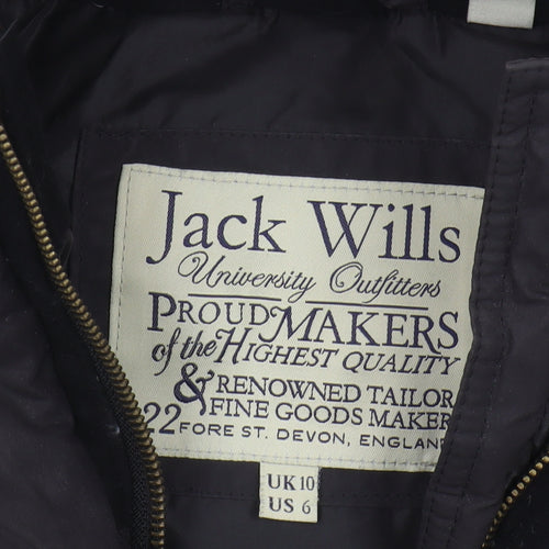 Jack Wills Women's Black Hooded Puffer Waistcoat Size 10