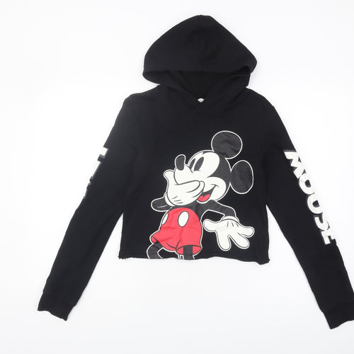 H&M Girls Mickey Mouse Black Hoodie, Size 12-14 Years