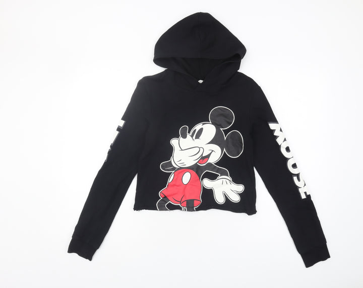H&M Girls Mickey Mouse Black Hoodie, Size 12-14 Years